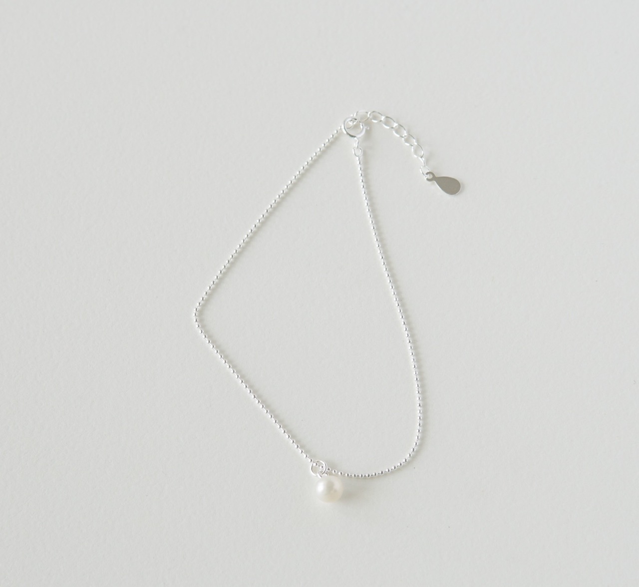 Lắc chân bạc ball chain with pearl