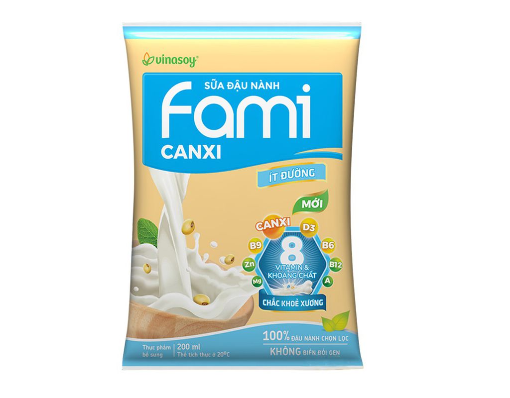 Sữa đậu nành Fami canxi bịch 200ml - thùng 40 bịch