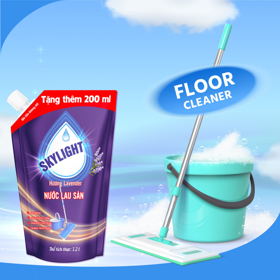 Nước lau sàn cao cấp Skylight hương Lavender túi 1.2L