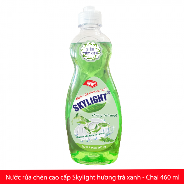 Nước rửa chén cao cấp Skylight - Hương trà xanh - Chai 460ml