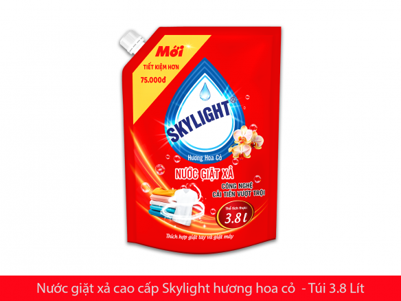 Nước giặt xả cao cấp Skylight - Hương hoa cỏ - Túi 3.8 Lít