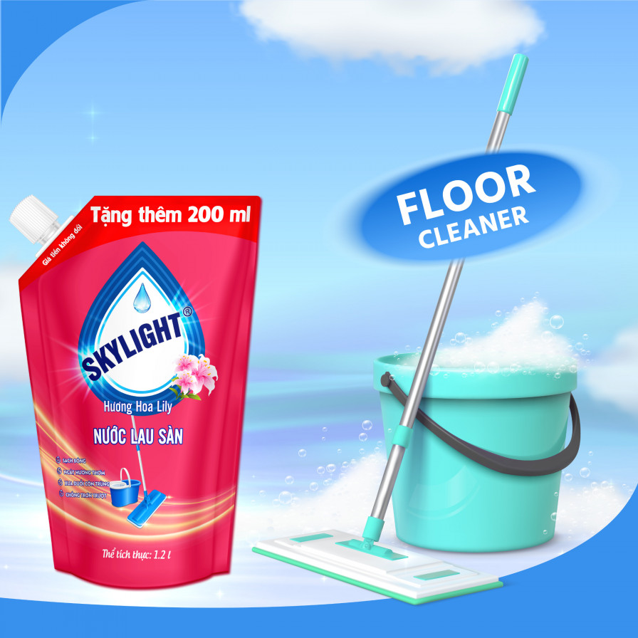 Nước lau sàn cao cấp Skylight hương hoa Lily 1.2L