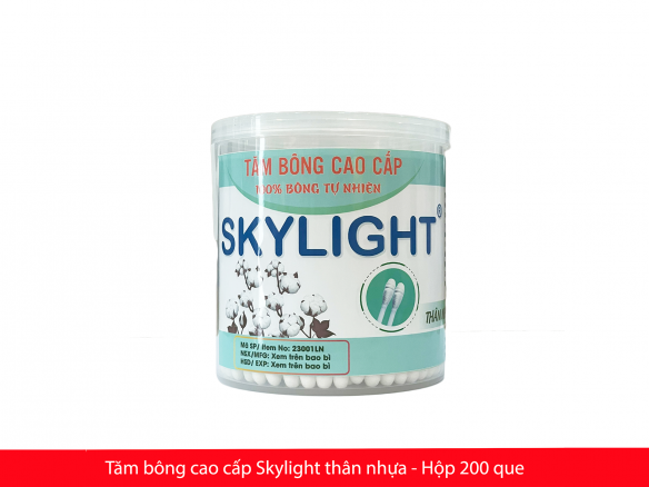 Tăm bông cao cấp Skylight thân nhựa hộp 200 que