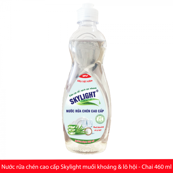 Nước rửa chén cao cấp Skylight - Chiết xuất muối khoáng và lô hội - Chai 460ml