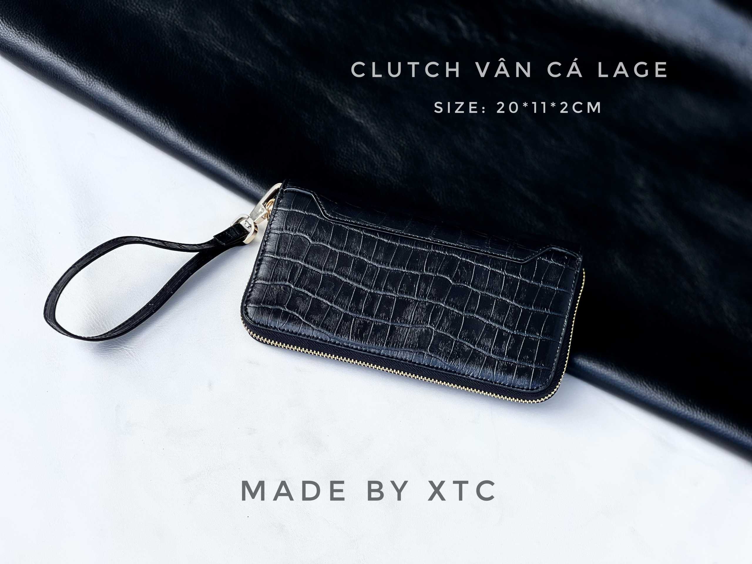 Clutch cầm tay 1K vân cá lage ko viền